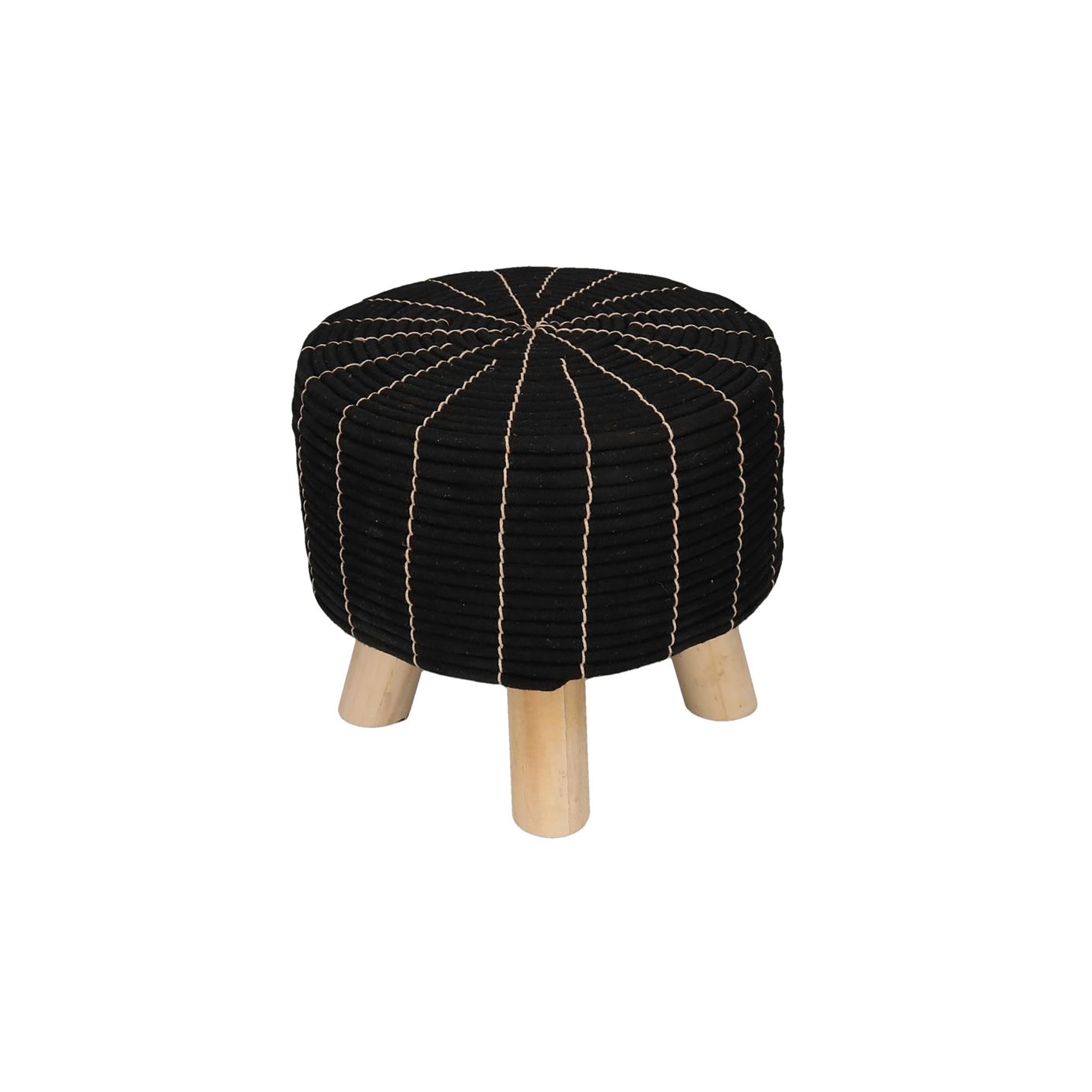 Pouf in legno tessuto nero