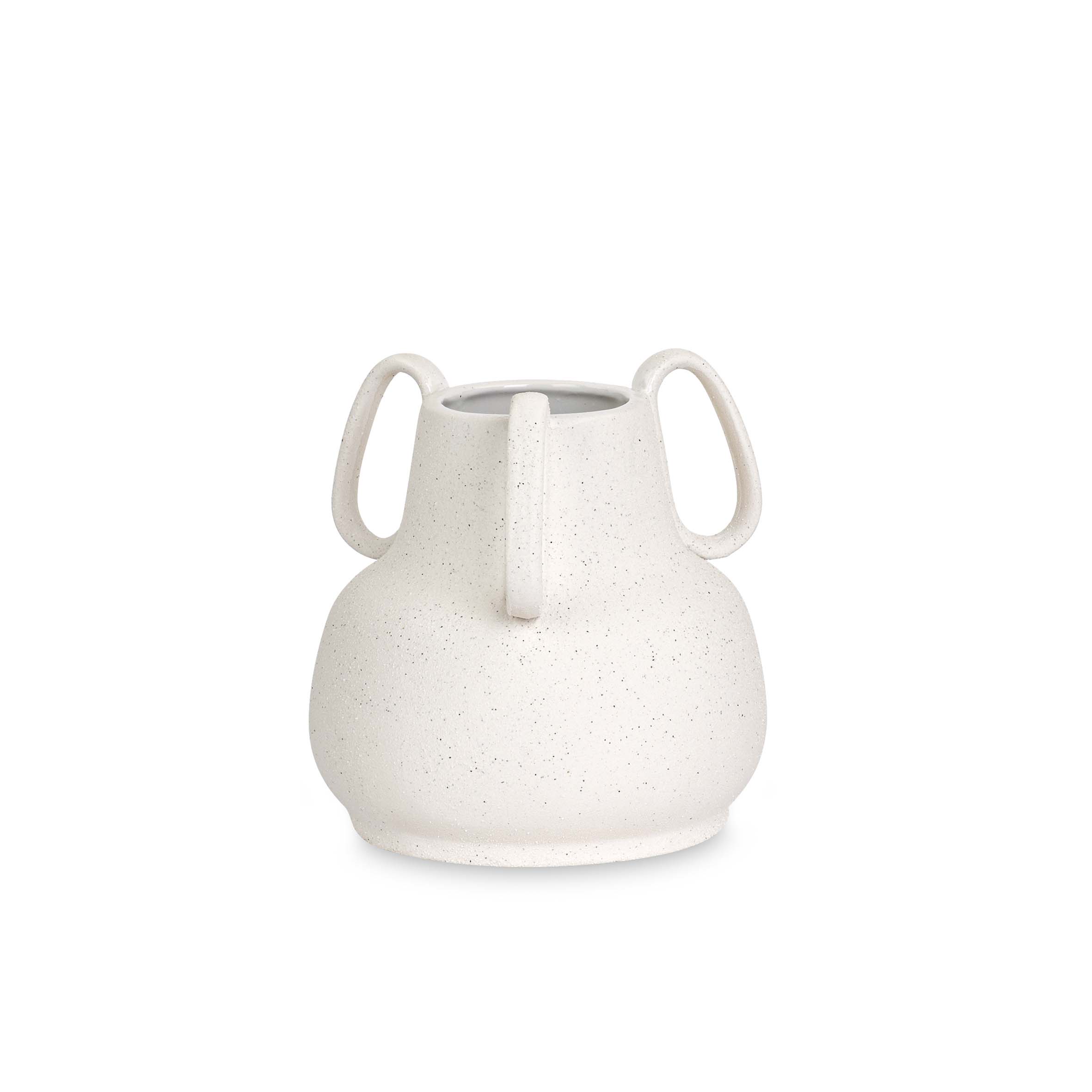 Vaso in ceramica Stoneware bianco con 3 manici