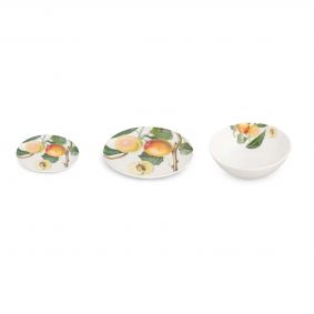 Set 18 piatti in melamina fantasia pesche