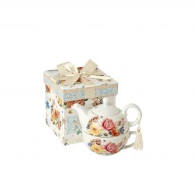 Teiera in ceramica a fiori con scatola regalo