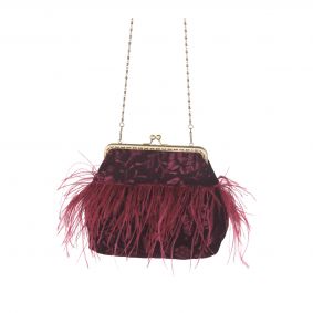 Pochette piume in velluto bordeaux
