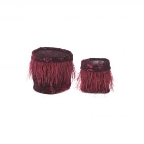 2 sacchi piume in velluto bordeaux