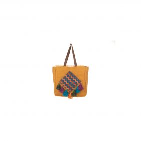 Borsa in juta gialla con pompon