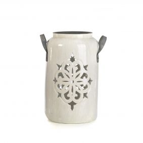 Vaso/lanterna in ceramica bianca