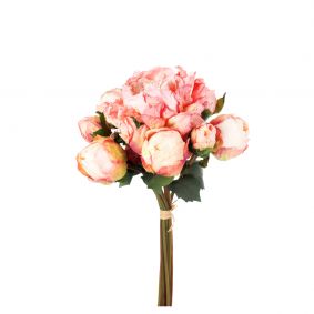 Bouquet peonie con 11 fiori rosa