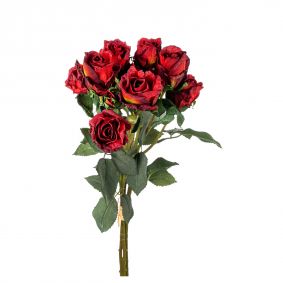 Bouquet di rose con 3 rami e 9 fiori rosso