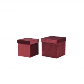 2 scatole quadrate in velluto bordeaux
