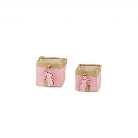 Set cestini in tessuto rosa con coniglietti