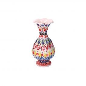 Vaso anfora bianco decorato in ceramica