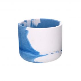 Vaso cemento bianco e azzurro