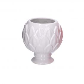 Vaso calice bianco pigna in ceramica