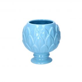 Vaso calice azzurro pigna in ceramica