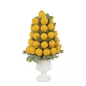 centrotavola alzata in ceramica limoni gialli