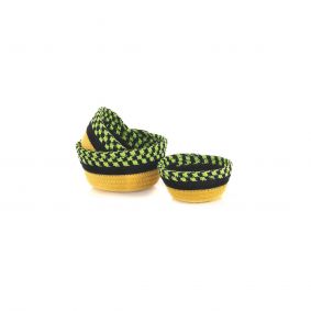 Cestini in tessuto giallo e verde