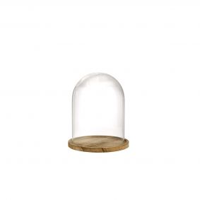 Campana di vetro con base in legno