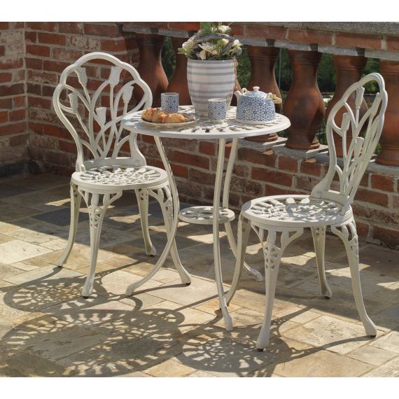 Tavolo in alluminio bianco da esterno giardino con 2 sedie