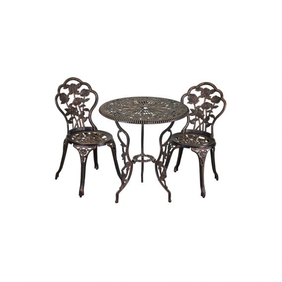 Tavolo in alluminio pressofuso nero con 2 sedie da esterno giardino