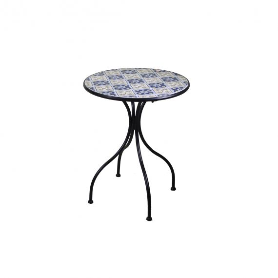 Tavolo in ferro mosaico blu con 2 sedie da esterno giardino