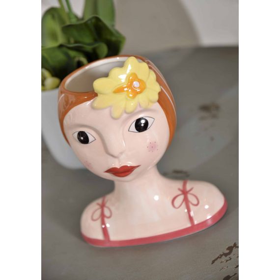 Vaso in ceramica lady con fiore giallo
