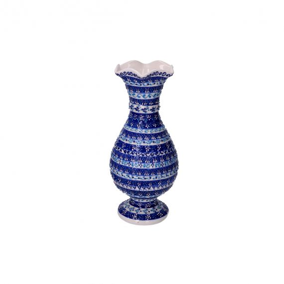 Vaso anfora blu decorato in ceramica
