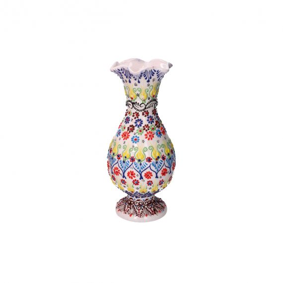 Vaso anfora bianco decorato in ceramica