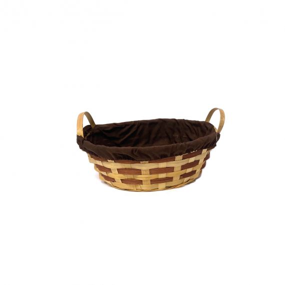 Cesto ovale in bamboo foderato marrone